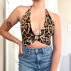 Y2k Cheetah Party Top